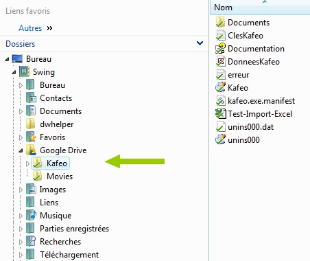 Repertoire Kafeo dans Google Drive