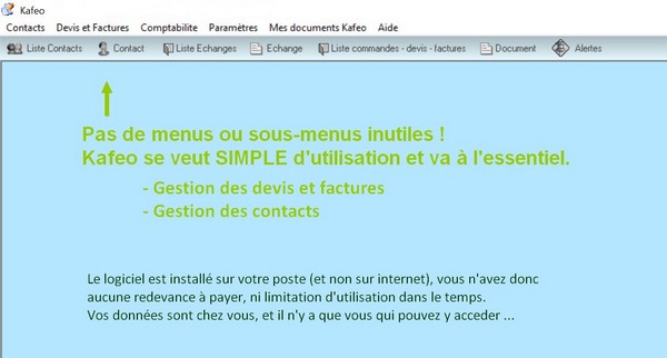 interface du logiciel Kafeo