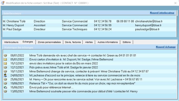 gestion des contacts avec Kafeo